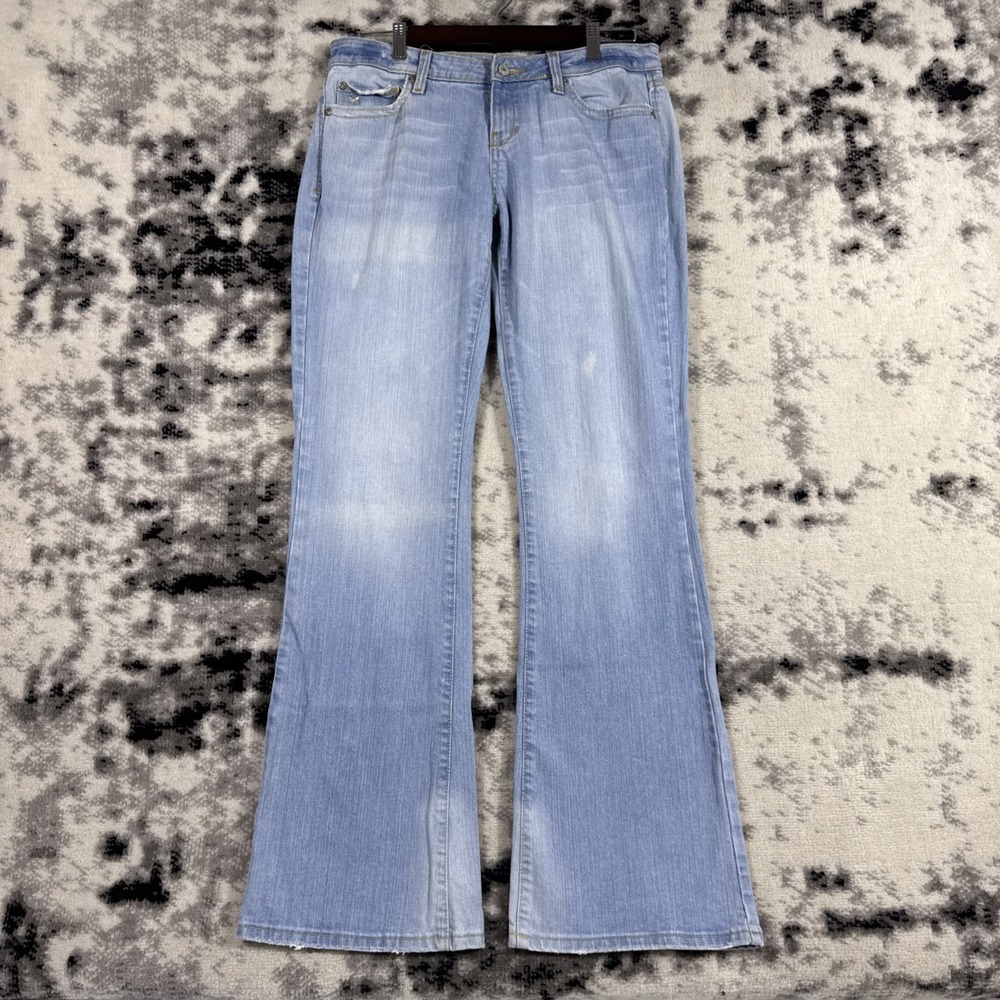 Aeropostale Stretch Flare Jeans Womens 9/10L Light Wash Y2K Hippie Cowgirl